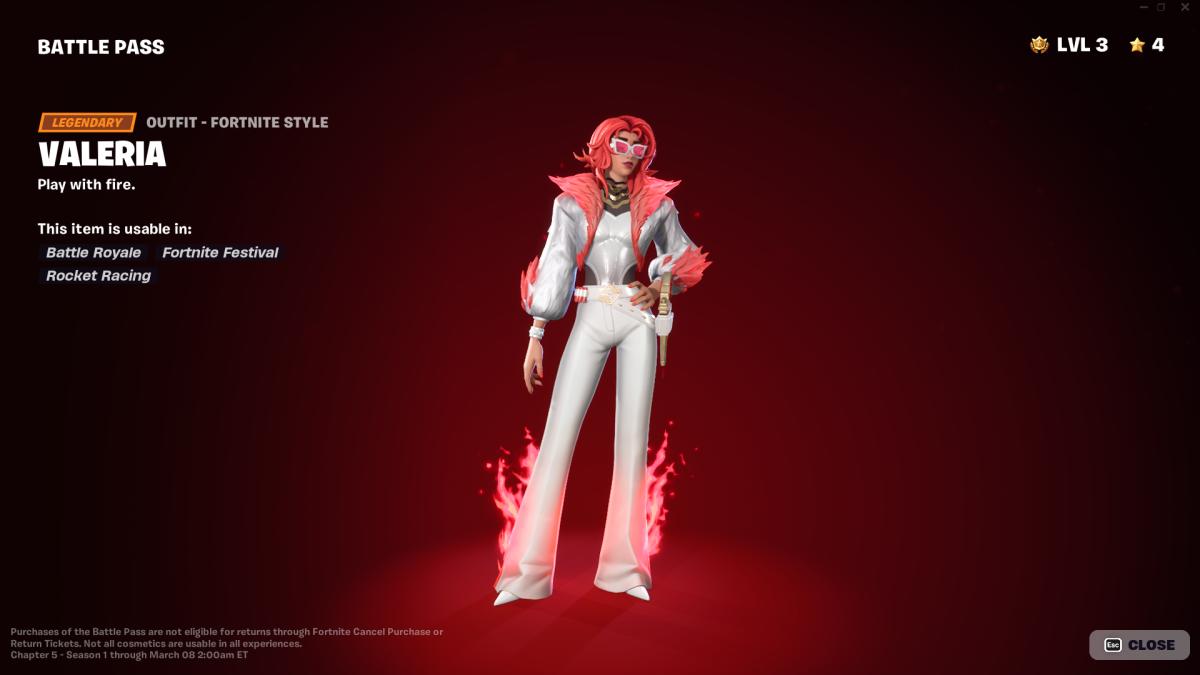 Fortnite Chapter 5 Battle Pass Valeria skin
